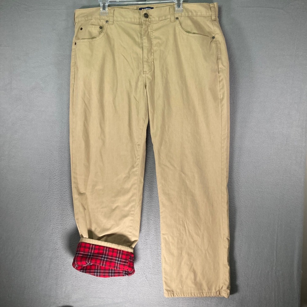 Croft & Barrow Mens Tan Classic Fit Flannel Lined‎ Pants Size 40X30